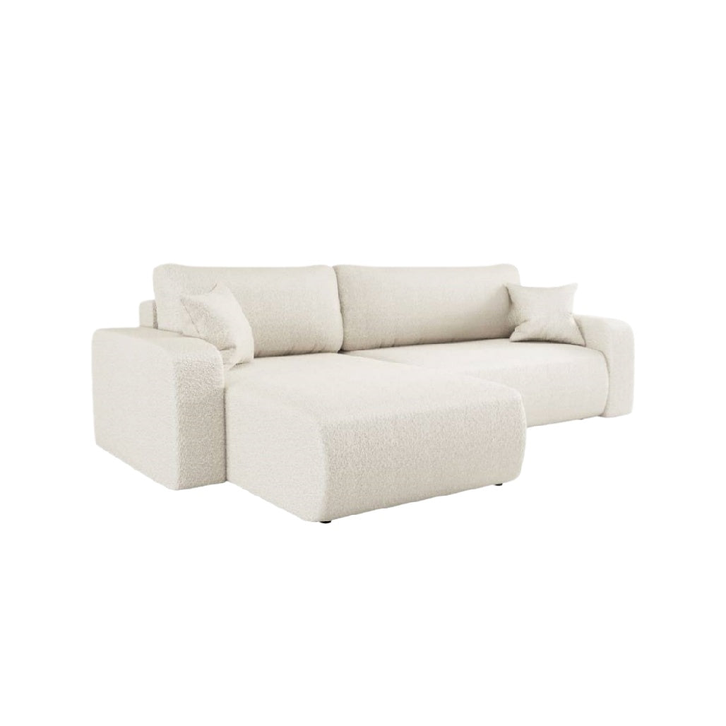 Canapé d'angle en tissu peluche pour salon - 220 x 160 x 85