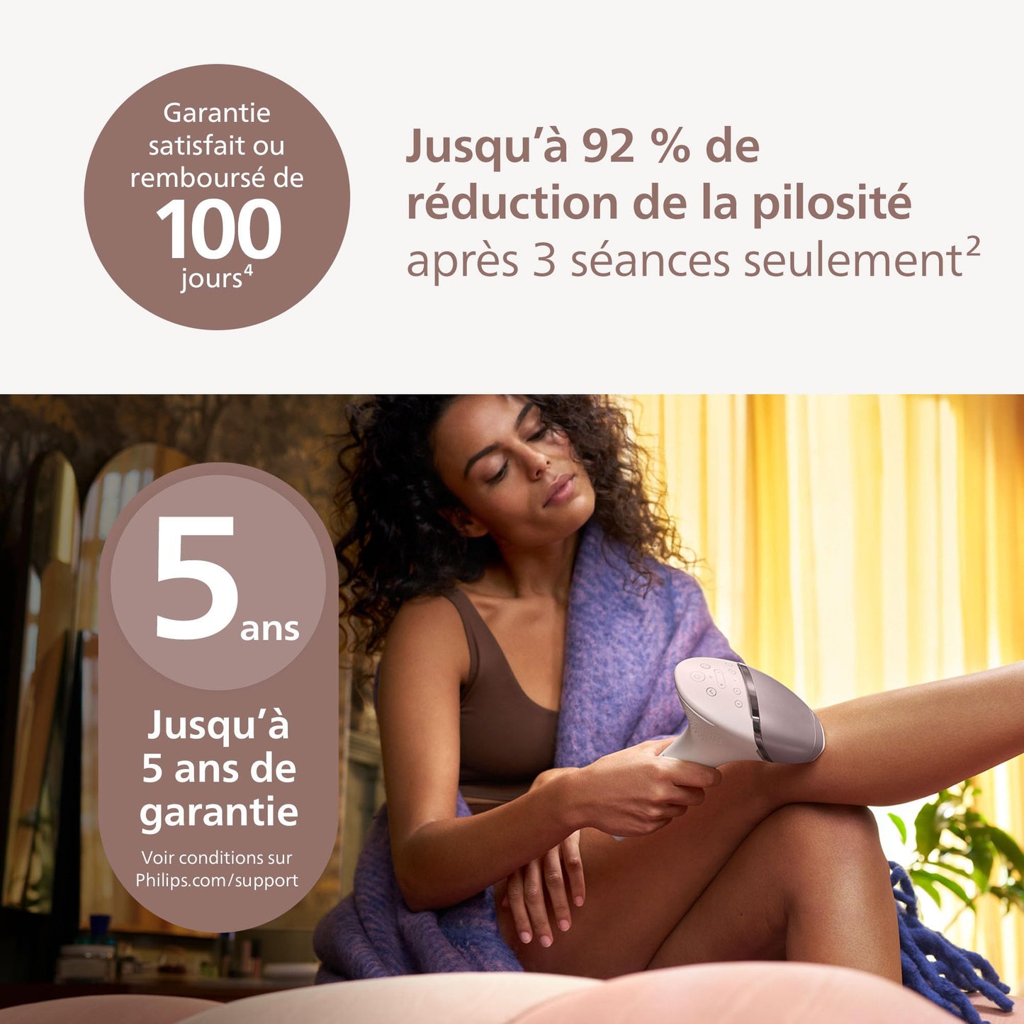 Philips Lumea Série 9900, épilateur à lumière pulsée, technologie SenseIQ et SkinAI, 4 embouts pour le corps, le visage, le maillot et les aisselles, utilisation avec et sans fil (modèle BRI951/00)