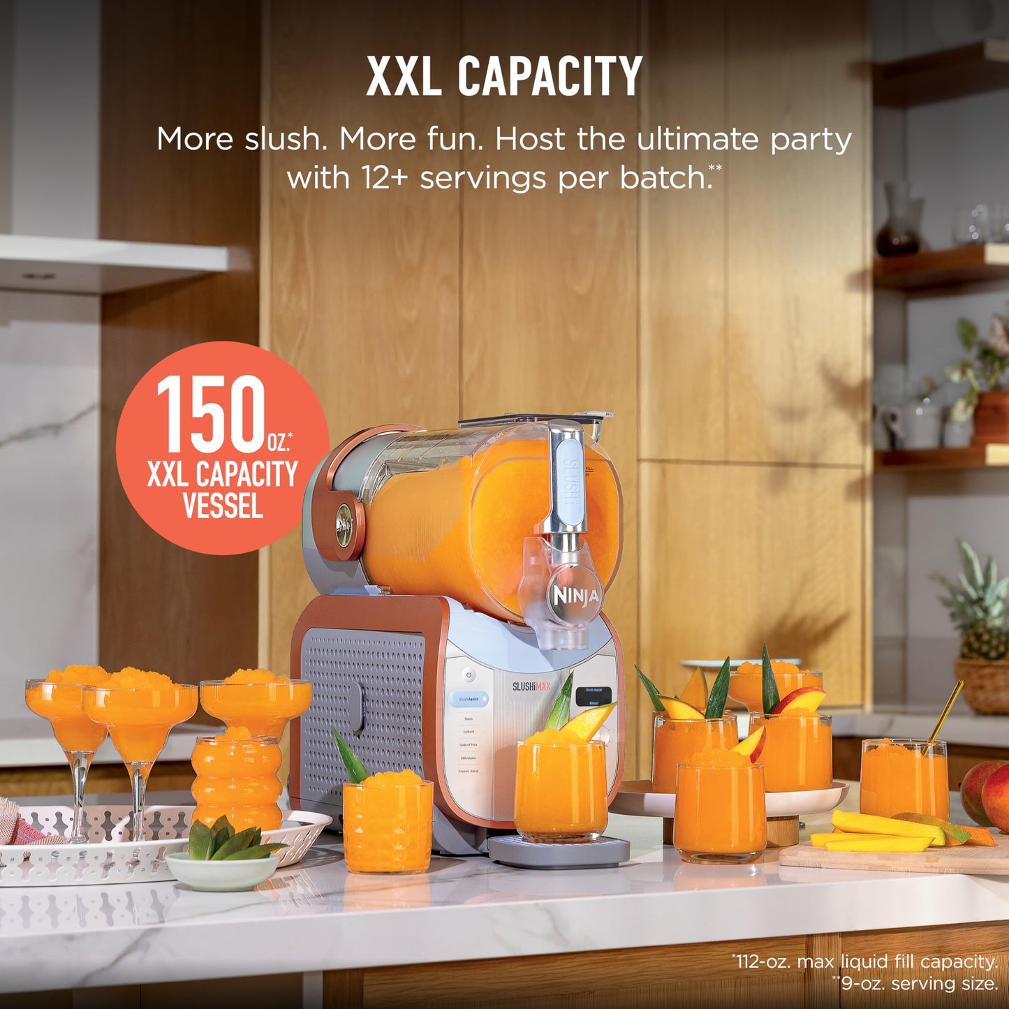 Ninja SLUSHi Max | XXL Smart Frozen Drink Maker | Exclusive Smart Technology | Party-Sized 150oz Capacity | No Ice Needed | 6 Programs | Perfect Temp & Texture up to 12 hours | Peach | FS605