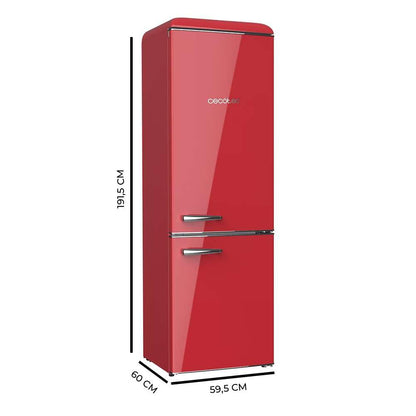 Cecotec Réfrigérateur Combiné Rétro 300L Bolero CoolMarket Combi Origin 300 Rouge E, Classe E, LED Intérieur, Crisper Box, Contrôle de Température, Po