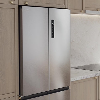 Cecotec Réfrigérateur 4 Portes Total No Frost Bolero CoolMarket 4D 394 Inox E,394 Litres, Hauteur 170 cm et 70 cm Largeur, Tiroir Température Variable, Compresseur Inverter, ATT Antibactérien