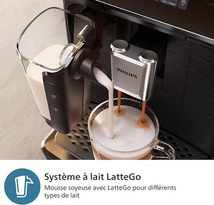 Philips Machine à Expresso Entièrement Automatique Séries 2300-4 Boissons, Écran tactile couleur moderne, LatteGo, SilentBrew, Broyeur 100% Céramique,