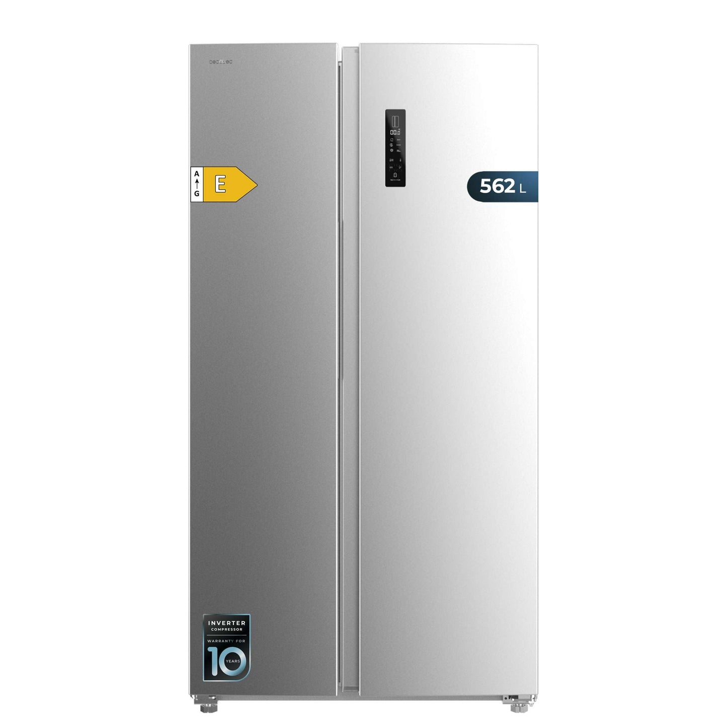 Cecotec Réfrigérateur américain Bolero CoolMarket SBS 562 Inox E. Réfrigérateur inoxydable, 562L, Total No Frost, Inverter Plus, Multi AirFlow, Refroidissement Rapide et Congélation Rapide.