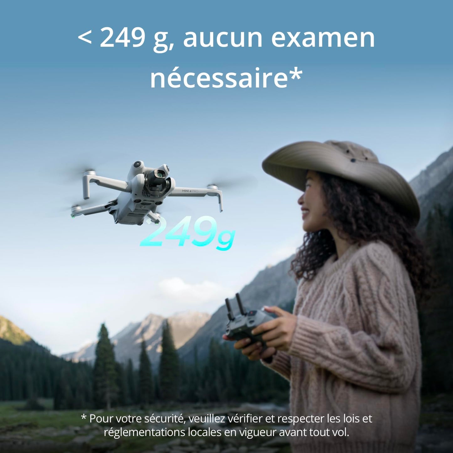 DJI Mini 4 Pro (DJI RC-N2), Mini Drone Pliable avec Caméra HDR 4K pour Adultes, Moins de 0,549 lb/249 g, Temps de Vol 34 min, Distance de Transmission Vidéo max. 20 km, Klasse-C0