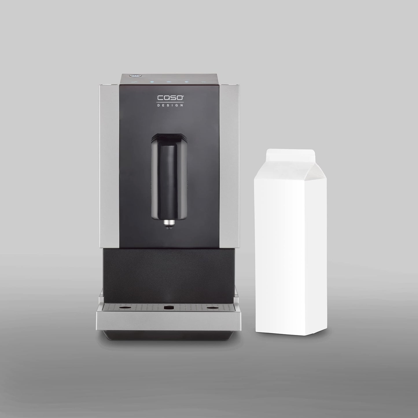 CASO Café Crema Touch Machine à café automatique design avec tuyau et réservoir à lait, broyeur conique réglable en continu, prêt à l'emploi, toutes les spécialités de café par toucher, noir, acier