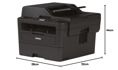 Brother DCP-L2550DN Imprimante multifonction Laser 3 en 1 | Monochrome | A4 | Recto-verso | Numérisation couleur | Connexion Ethernet