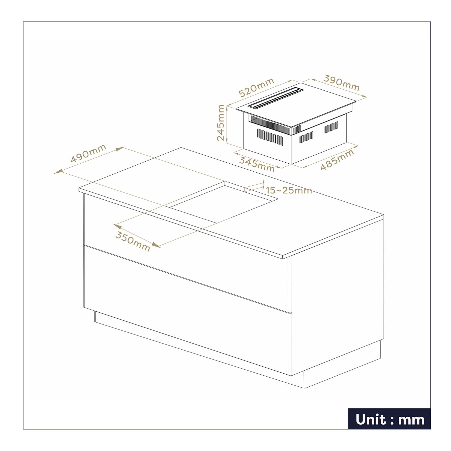 CIARRA One Plaque à Induction et Hotte Intégrée-39cm-3200W-9 Niveaux de Puissante-460m³/h- Évacuation ou Recyclage-4 Vitesses-Fonction Boost-Filtration Multiple-Tactile-Verrouillage Enfant