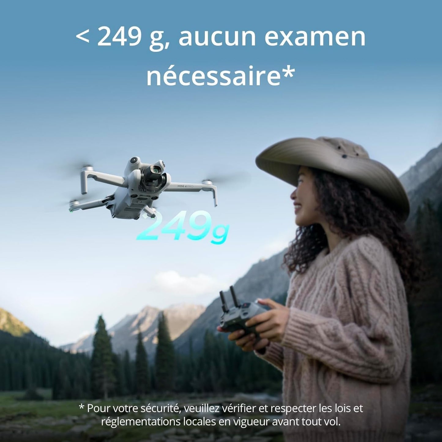 DJI Mini 4 Pro Fly More avec DJI RC 2 + Card Care Refresh 1-Year Plan, Mini Drone Pliable avec Caméra 4K, Moins de 0,549 lb/249 g, Temps de Vol de 34 min, 2 Batteries Supplémentaires, C0
