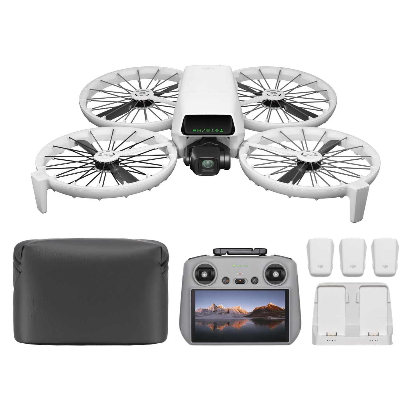 Bundle Fly More DJI Flip (radiocommande RC 2 avec écran), Drone Caméra 4K UHD pour adultes, Décollage palmaire, Retour automatique, Vol intelligent, Trois batteries pour un temps de vol de 93 min