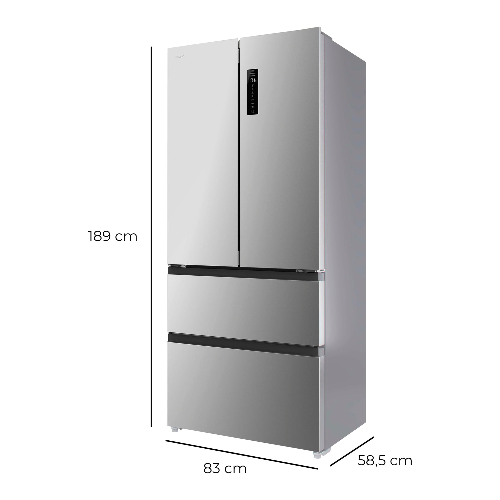 Cecotec Réfrigérateur Porte Française de 4 Portes Semi-Intégrable 458L Total No Frost Bolero CoolMarket F2D 458 SBI Inox E, Hauteur 189 cm et 83 cm Largeur, MetalFlexCooling, Compresseur Inverter