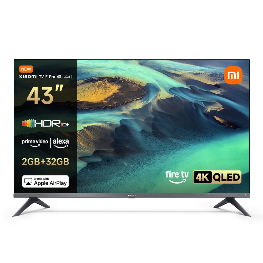 XIAOMI TV F Pro 43, 101 cm (43 Pouces), 4K UHD QLED, Smart TV, Fire TV, Contrôle Vocal Alexa, HDR10+, MEMC, 2Go+32Go, Compatible avec AirPlay