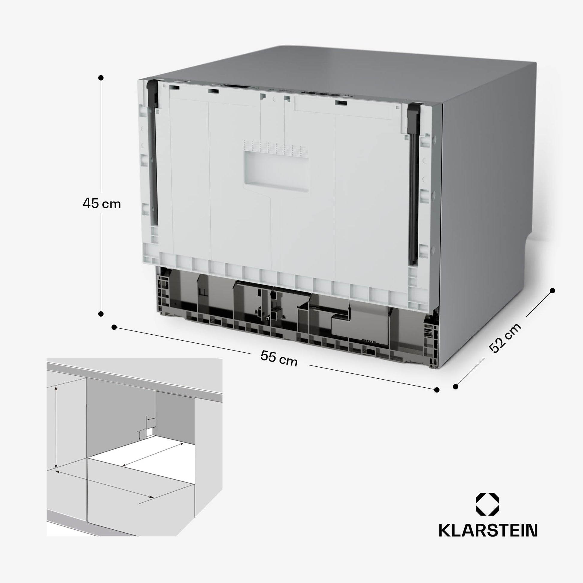 Klarstein Lave Vaisselle Encastrable - Compact 45 cm, 6 Couverts, Programme UV Hygiène, AquaStop Sécurité, Classe Énergie D, Silencieux 47 dB, Commande Intuitive