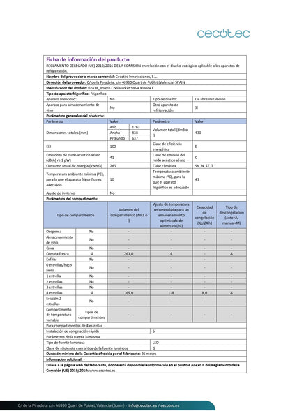 Cecotec Réfrigérateur Américain CoolMarket SBS 430 Inox E. 2 Portes, Side by Side 430 L, Hauteur 176 cm et Largeur 84 cm, Multi Air Flow System, Total No Frost, Motor Inverter Plus