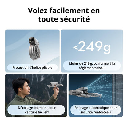 DJI Flip (radiocommande RC 2 avec écran), Drone Caméra 4K UHD Follow Me pour adultes, < 249 g, Nacelle à 3 axes, Transmission vidéo sur 13 km, Décollage palmaire, Temps de vol de 31 min