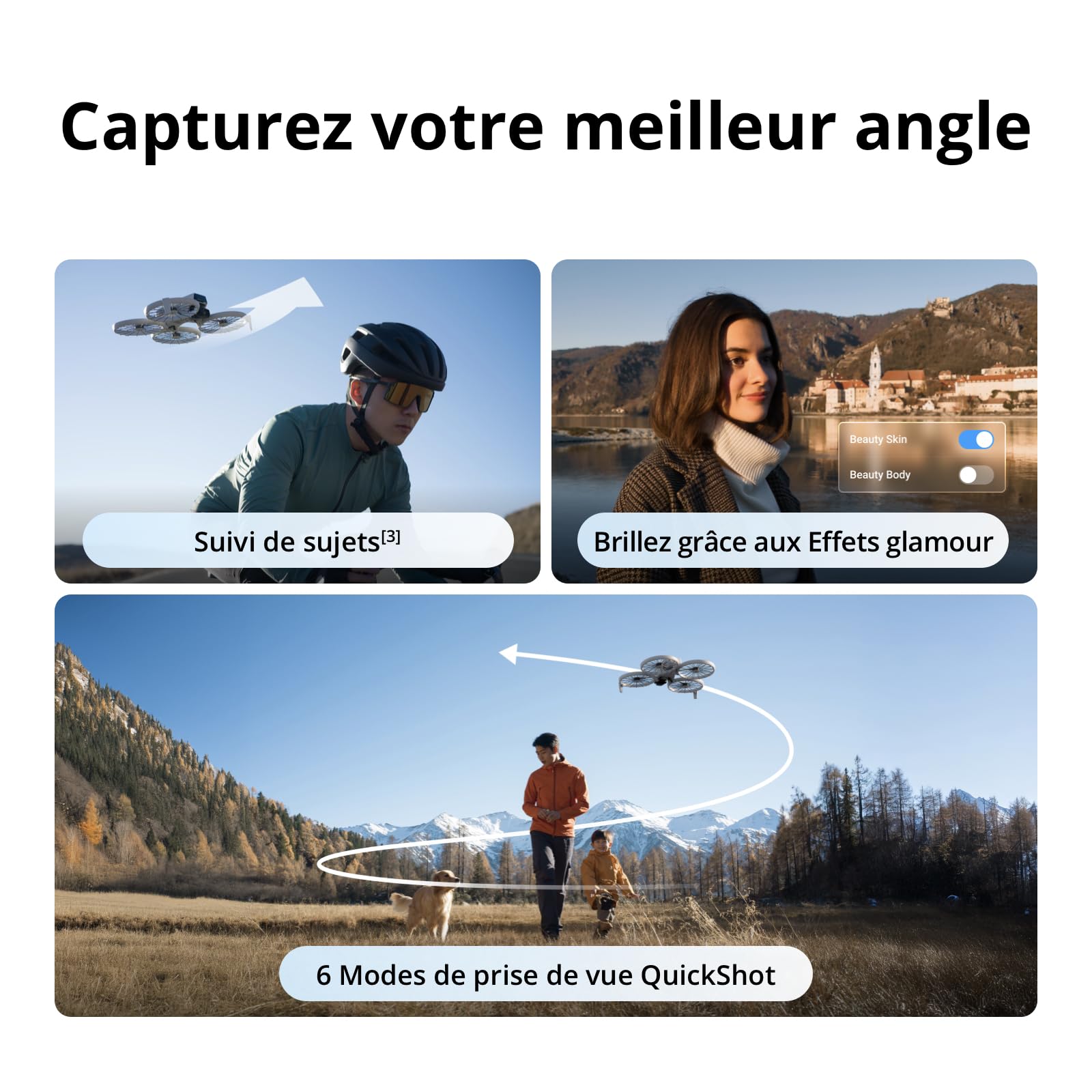 Bundle deux batteries DJI Flip sans radiocommande à écran, drone caméra 4K UHD pour adultes, décollage palmaire, retour automatique, vol intelligent, deux batteries