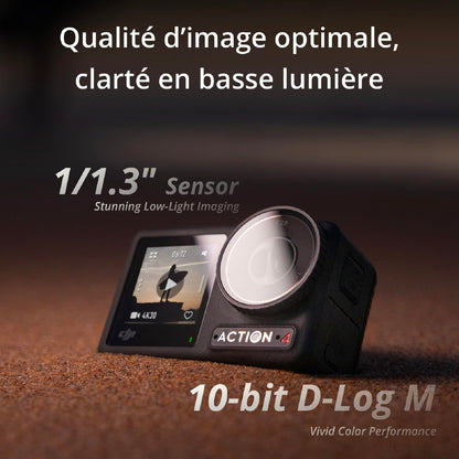 DJI Bundle Osmo Action 4 Essentiel - Caméra d’Action étanche 4K/120 IPS avec capteur 1/1,3 Pouce, des Images saisissantes en Basse lumière, des Couleurs D-Log M 10 Bits, Batterie 1 770 mAh prolongée