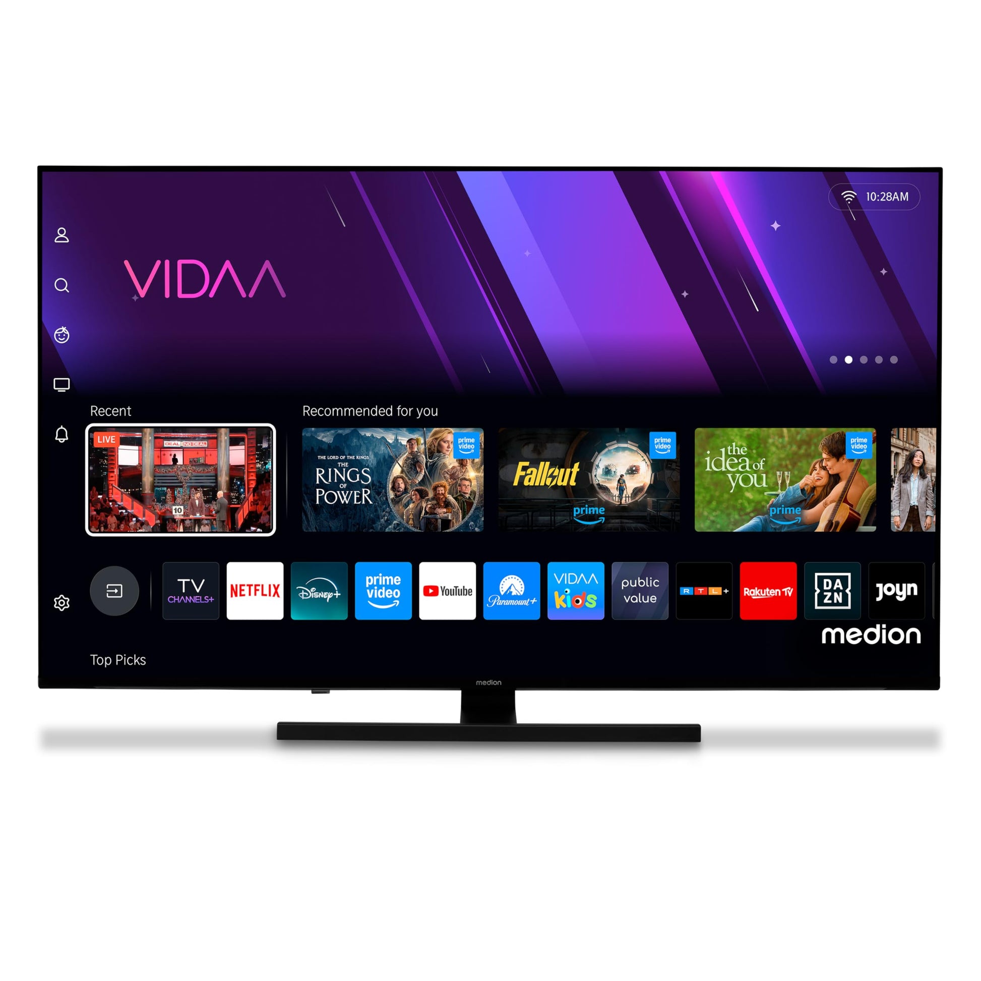 MEDION TV 43 Pouces 4K (108 cm) QLED Television (Smart TV 4K, Dolby Vision HDR, VIDAA Store, Netflix, Prime Video, Disney+, DAZN, Paramount+, DTS X, Dolby Atmos, PVR, Bluetooth, MD 843600)