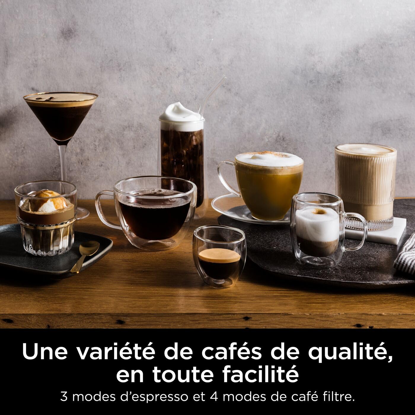 Ninja Luxe Premier Machine à café 3-en-1, Pour réaliser espressos, infusions à froid et café filtre, 4 préréglages de mousse automatiques, Gris Métalisé, ES601EUGM