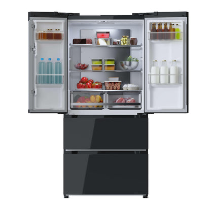 Cecotec Refrigerateur Congelateur 4 Portes Française Bolero CoolMarket FD 436 Black Glass E. Réfrigérateur 436L, verre noir, Total No Frost, MultiAirFlow, Inverter Plus, mode Vacances et alarmes