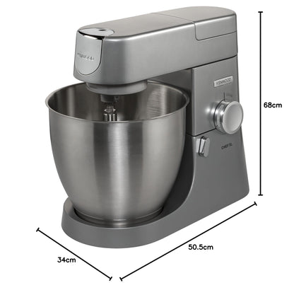 Kenwood Chef Elite Robot pâtissier, argenté Mélangeur + Mixeur + Hachoir 6.7 gris