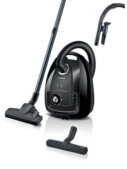 Bosch Electroménager Série 4, BGL38BA2H, aspirateur traîneau avec Sac, Compact et léger, Sac à poussière XL 4L, Filtre hygiénique PureAir Lavable, Rayon d'action 10 m, Noir