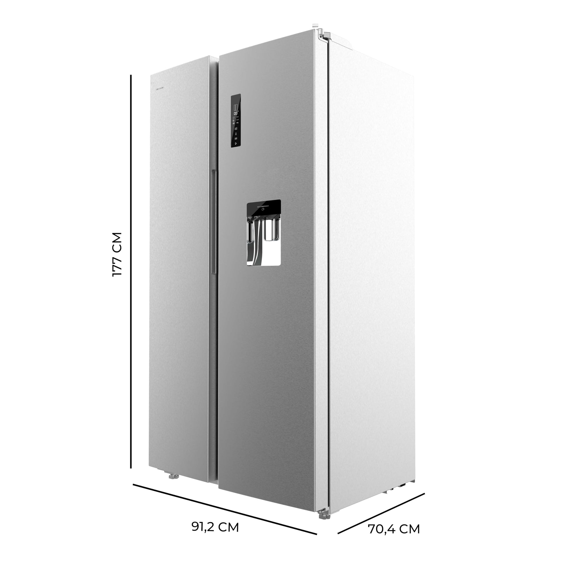 Cecotec Réfrigérateur Américain de 559 Litres Bolero CoolMarket SBS 562 Inox D. 177 cm de Hauteur et 90 cm de Largeur, Classe D, Système Multi Air Flow, No Frost Total, Moteur Inverter Plus