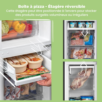 Comfee' RCB169DK2(E) 174L Réfrigérateur avec Congélateur/Hauteur 150 cm/Low Frost/Température Réglable du Réfrigérateur/Lumière LED/195 kWh/an/115L Réfrigérateur/59L Congélateur/Noir
