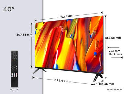 TCL 40V5C – TV QLED Direct LED Smart Full HD 40" avec Android TV & HDR - Compatible avec Google Cast & Google Home, Design Mince