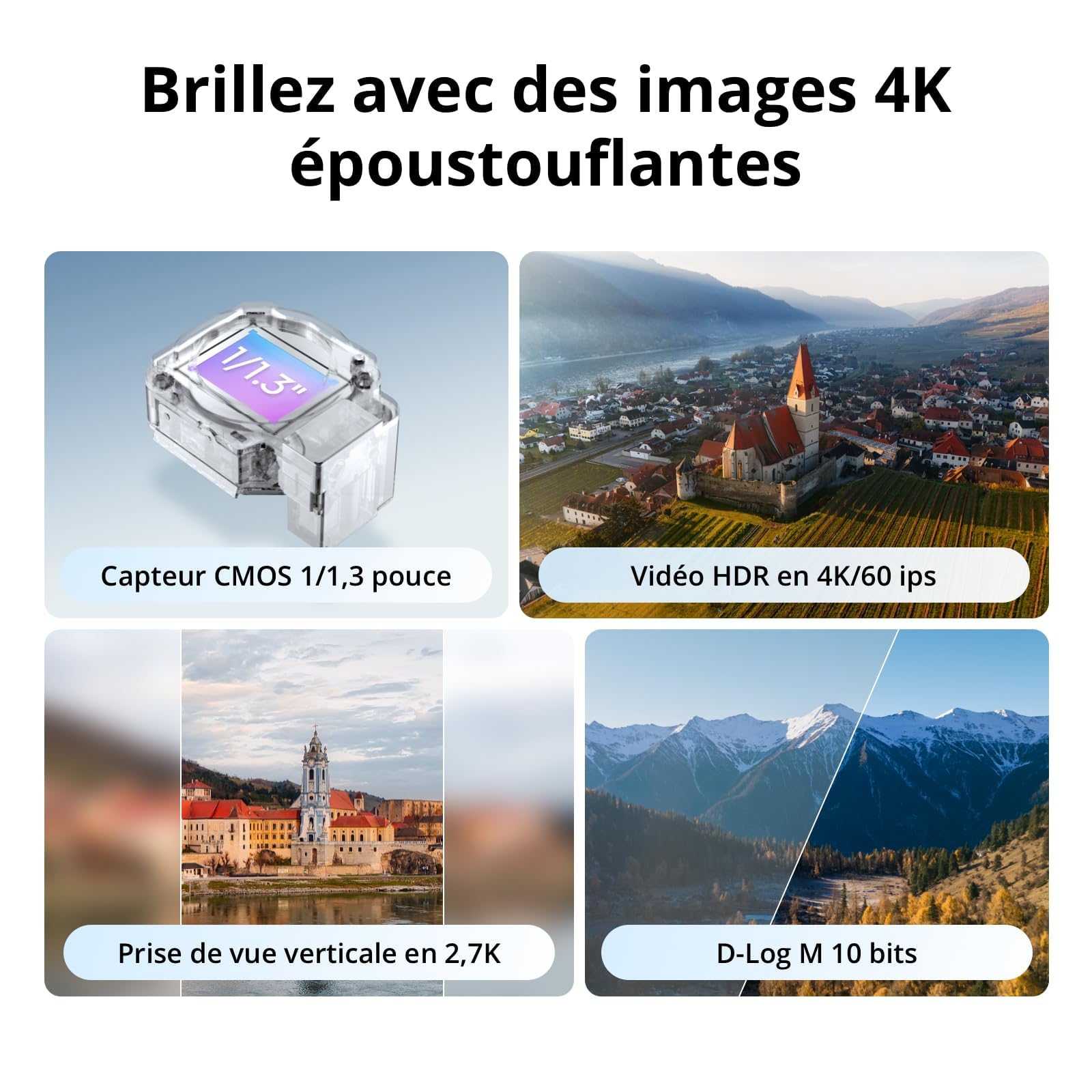 DJI Flip (radiocommande RC 2 avec écran), Drone Caméra 4K UHD Follow Me pour adultes, < 249 g, Nacelle à 3 axes, Transmission vidéo sur 13 km, Décollage palmaire, Temps de vol de 31 min