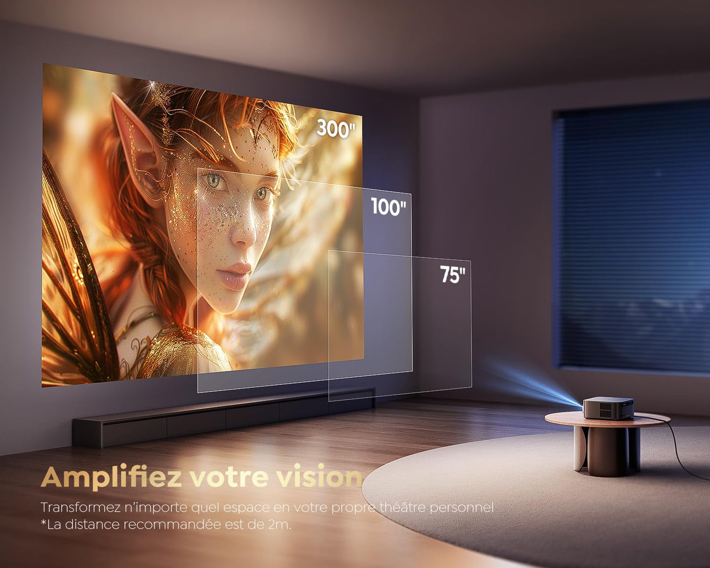 Vidéoprojecteur 4K【1500 ANSI/Google TV】 Netflix/Disney+ Officiel, Auto Focus/Keystone Projecteur WiFi6 Bluetooth Full HD 1080P, Contrôle Vocal, Zoom 50% Projecteur Vidéo de Jour Home Cinéma/Extérieur