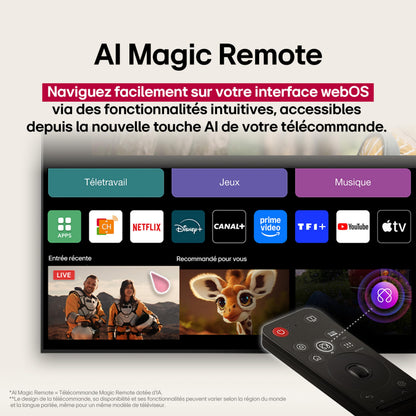 LG TV QNED AI 2025 | 65QNED8E | 65'' (165cm) | 4K UHD | HDR10 | webOS 25 | Télécommade AI Magic Remote | Alexa, Google Assistant | Netflix Disney+ CANAL+ Prime Video | AirPlay 2 | Luminosité éclatante