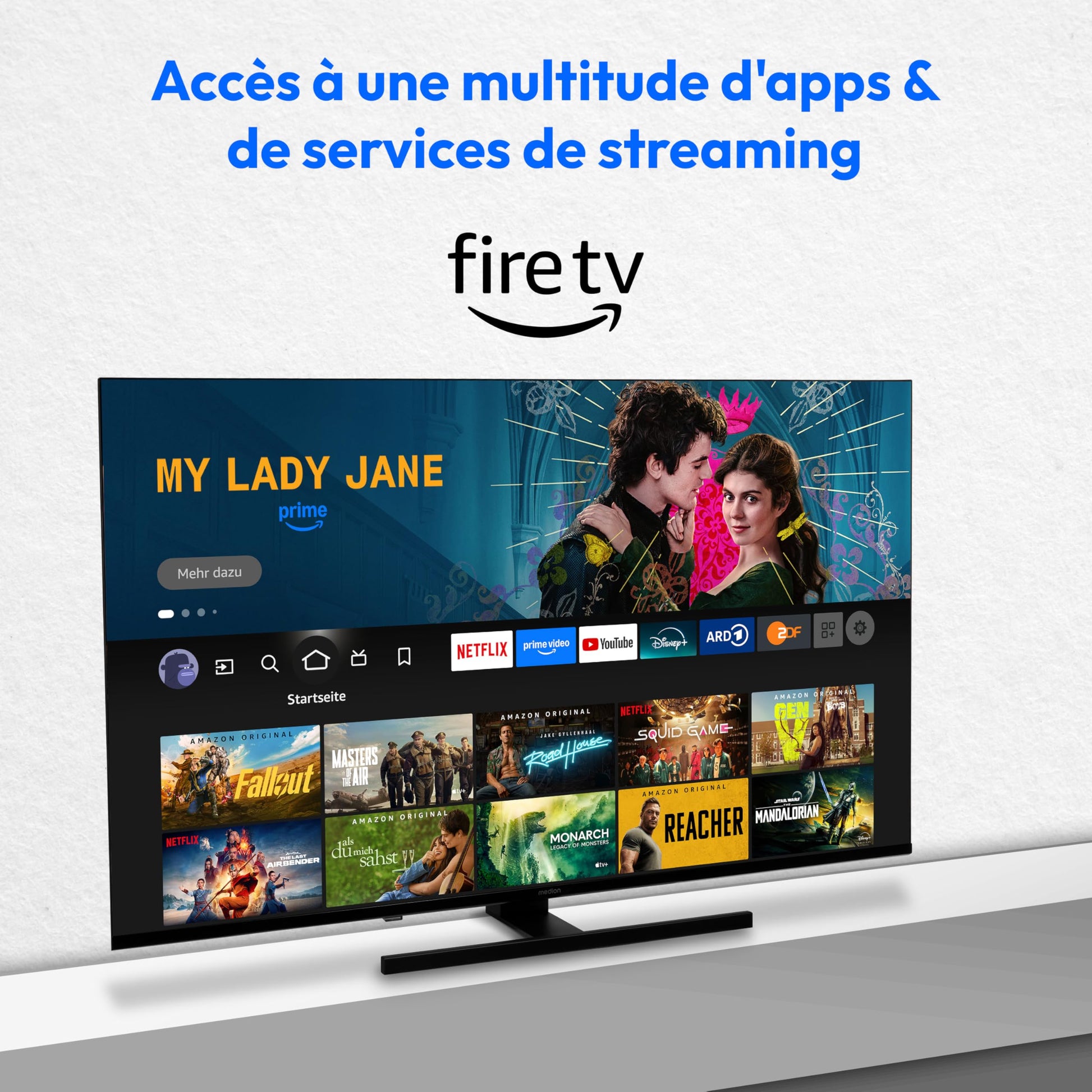 MEDION Téléviseur 50 Pouces 4k (125,7 cm) QLED Television (Fire TV, Smart, Dolby Vision HDR, Dolby Atmos, Prime Video, Bluetooth, DVB-T2, MD 850800)