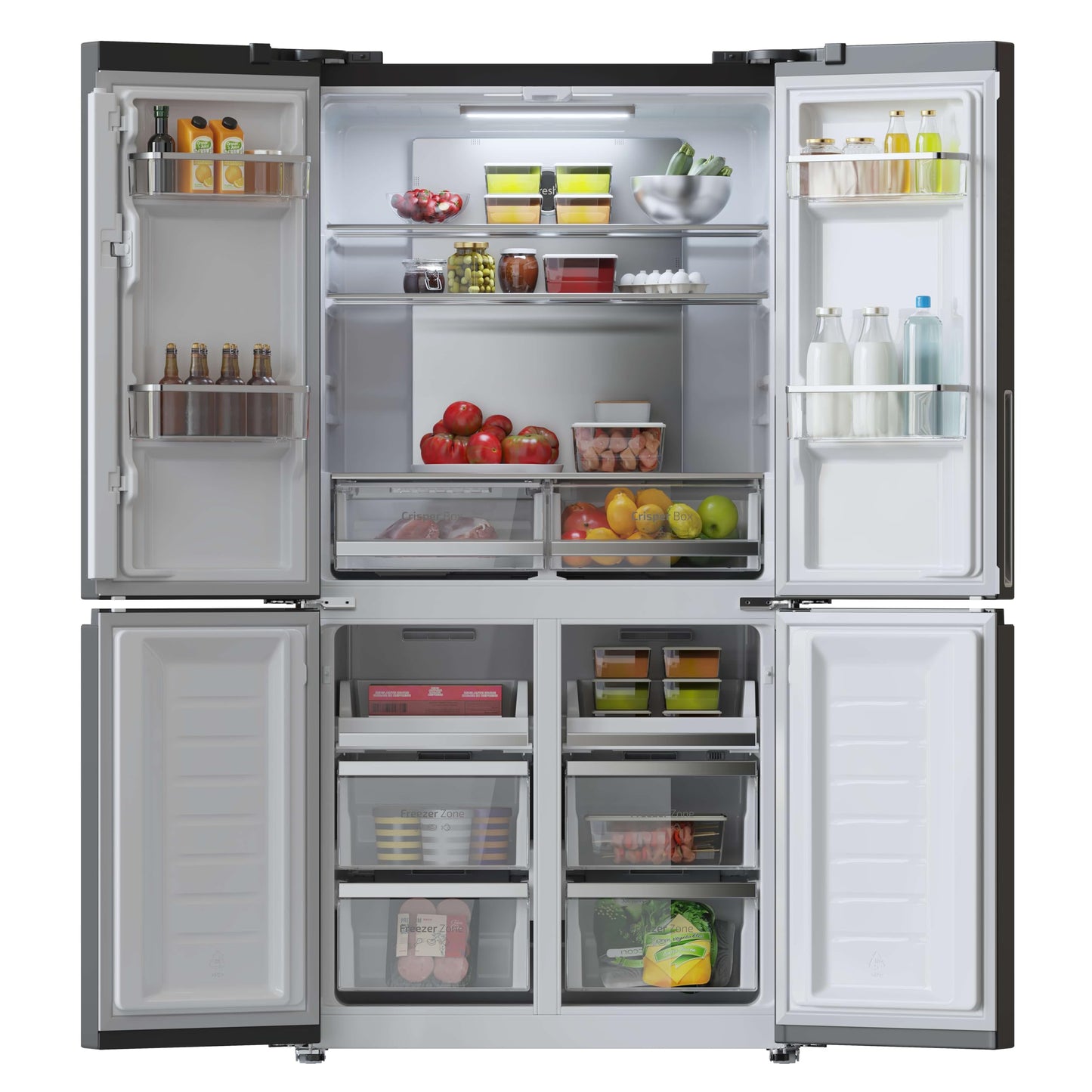 Cecotec American Refrigerator 4 Doors Dark 490 L CoolMarket 4D 490 Dark E. 183 cm High, 91 cm Wide, Low Power Consumption, Inverter Plus Engine, Fast Cooling and Fast Freezing, Total NoFrost