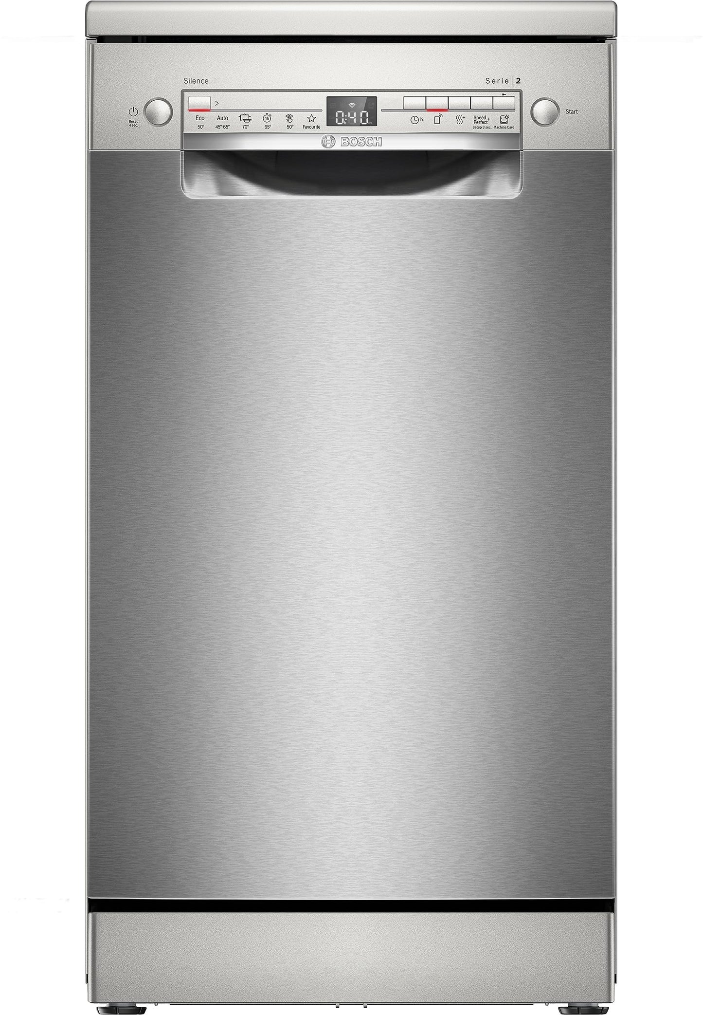 Bosch SPS2HKI58E, Série 2, Lave-vaisselle pose-libre, 45 cm, 10 couverts, Home connect, Inox