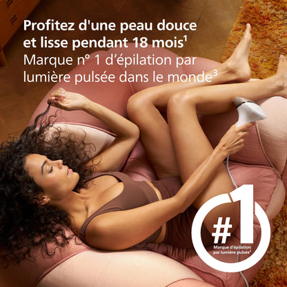 Philips Lumea série 8000, Épilateur à lumière pulsée, alternative à l'épilation laser, technologie SenseIQ, 4 accessoires pour le corps, le visage, le maillot et les aisselles, modèle BRI948/00