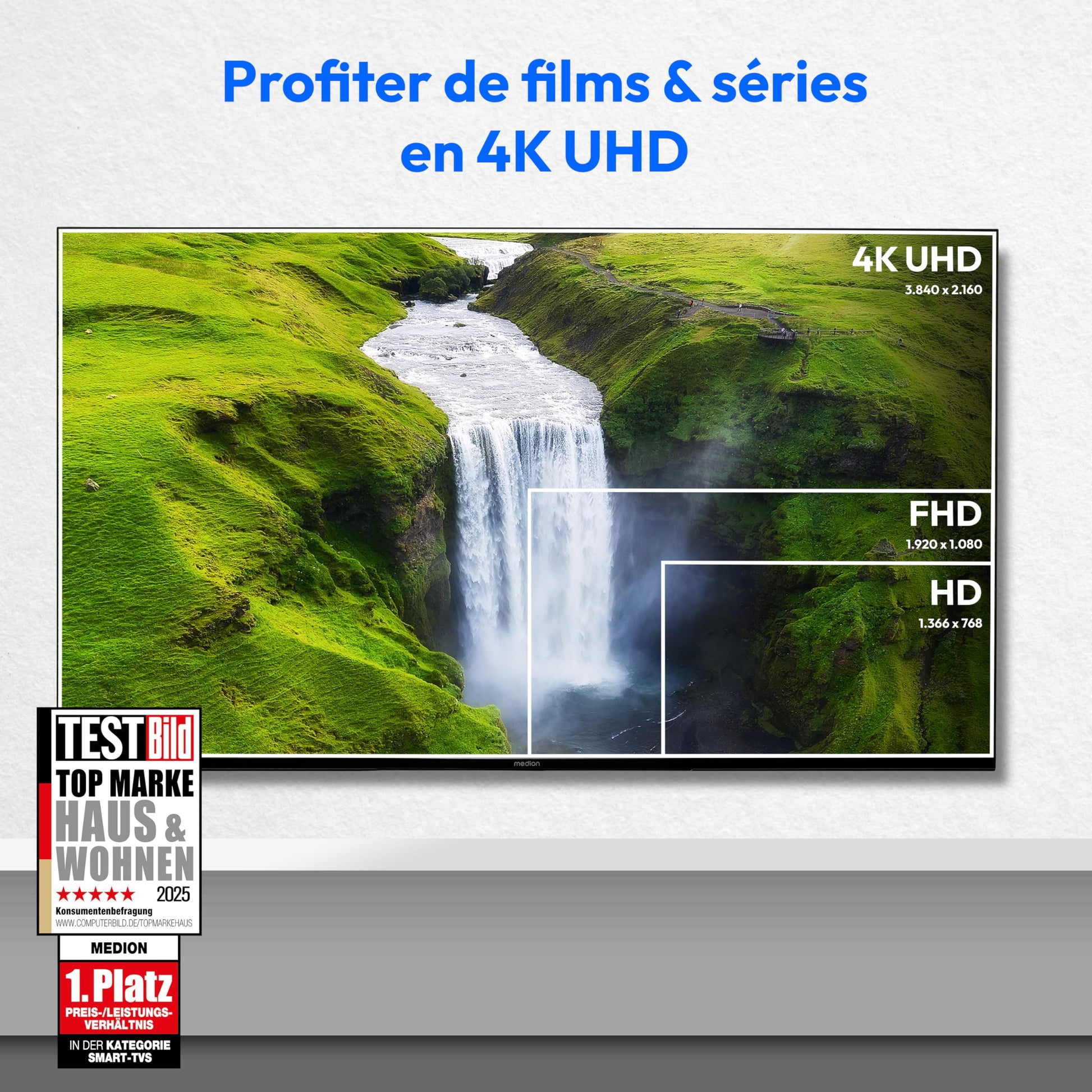 MEDION TV 55 Pouces 4K (138,8 cm) Television (Smart TV 4K, Dolby Vision HDR, VIDAA Store, Prime Video, Disney+, DAZN, Paramount+, HbbTV, PVR, Bluetooth, MD 855300)